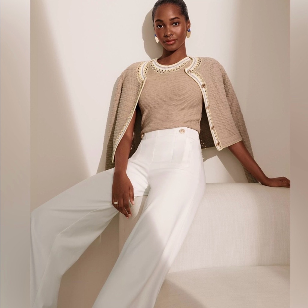 Ann Taylor Tan And Cream Cardigan Sweater